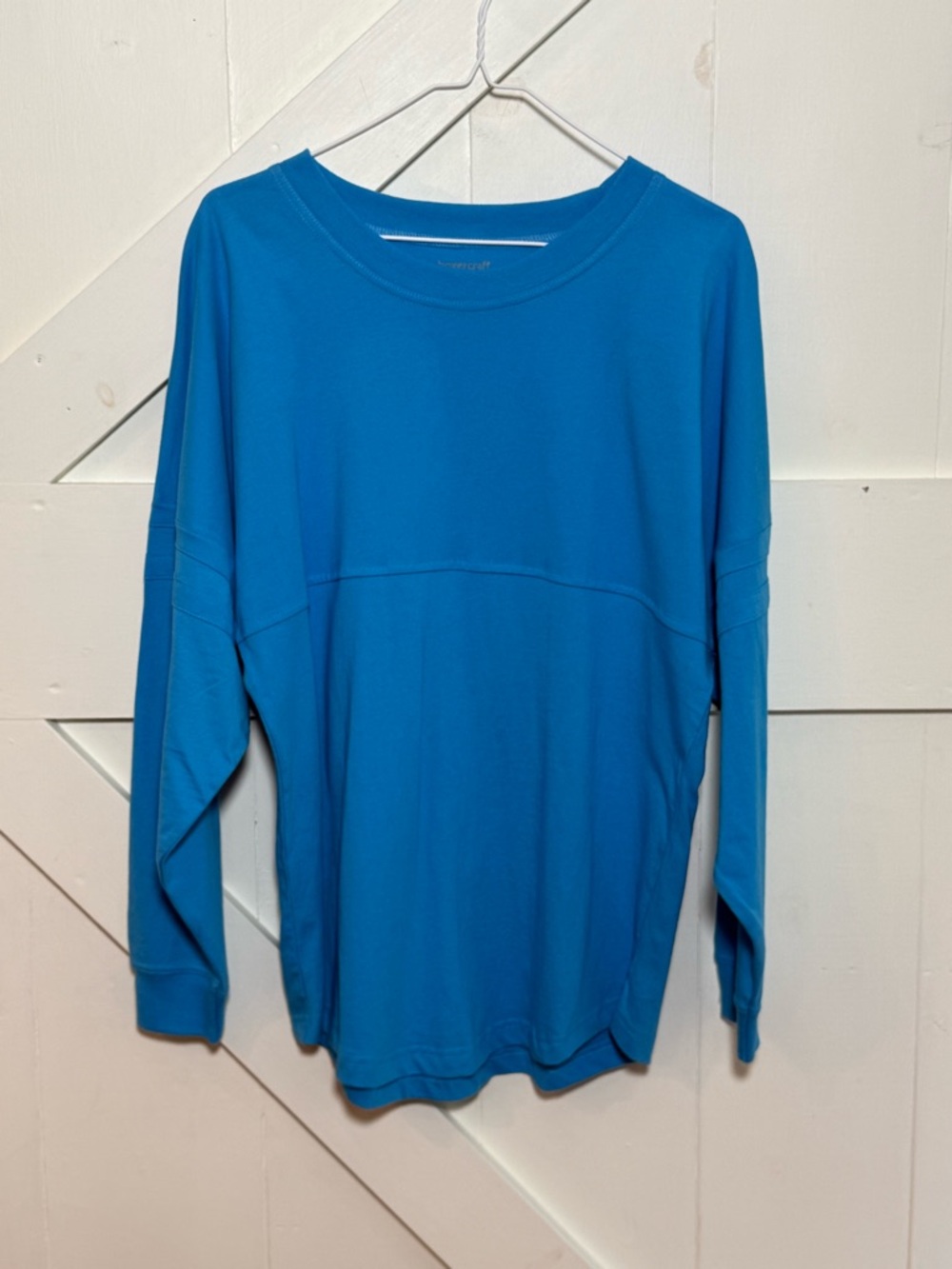 Boxercraft Women’s Small Aqua Blue Long Sleeve Cotton Tee Ribbed Sleeve Detail